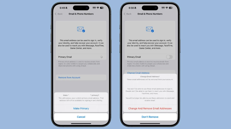 元谋苹果手机维修分享苹果 iOS 18.1 支持设置“主要”邮箱地址并更改 iCloud 邮箱 